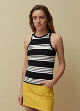Ovs Ribbed Tank Top With Striped Pattern.